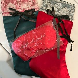 Festive sleep mask plus Red and Green Satin Holiday Stockings